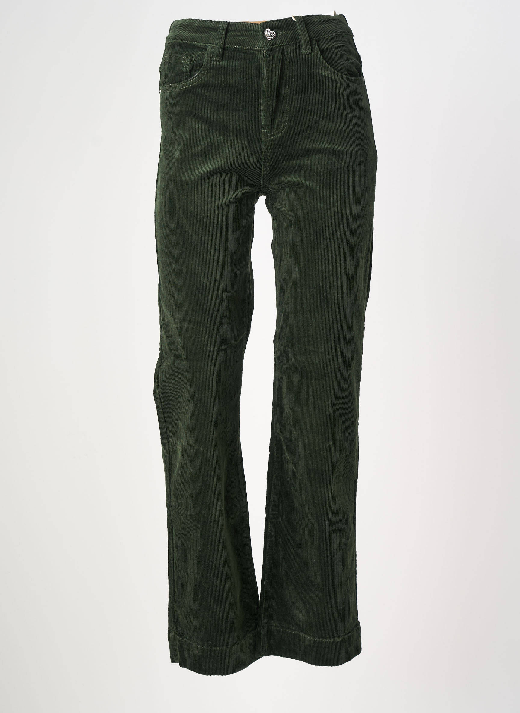 Pantalon droit stretch taille haute vert KAROSTAR femme