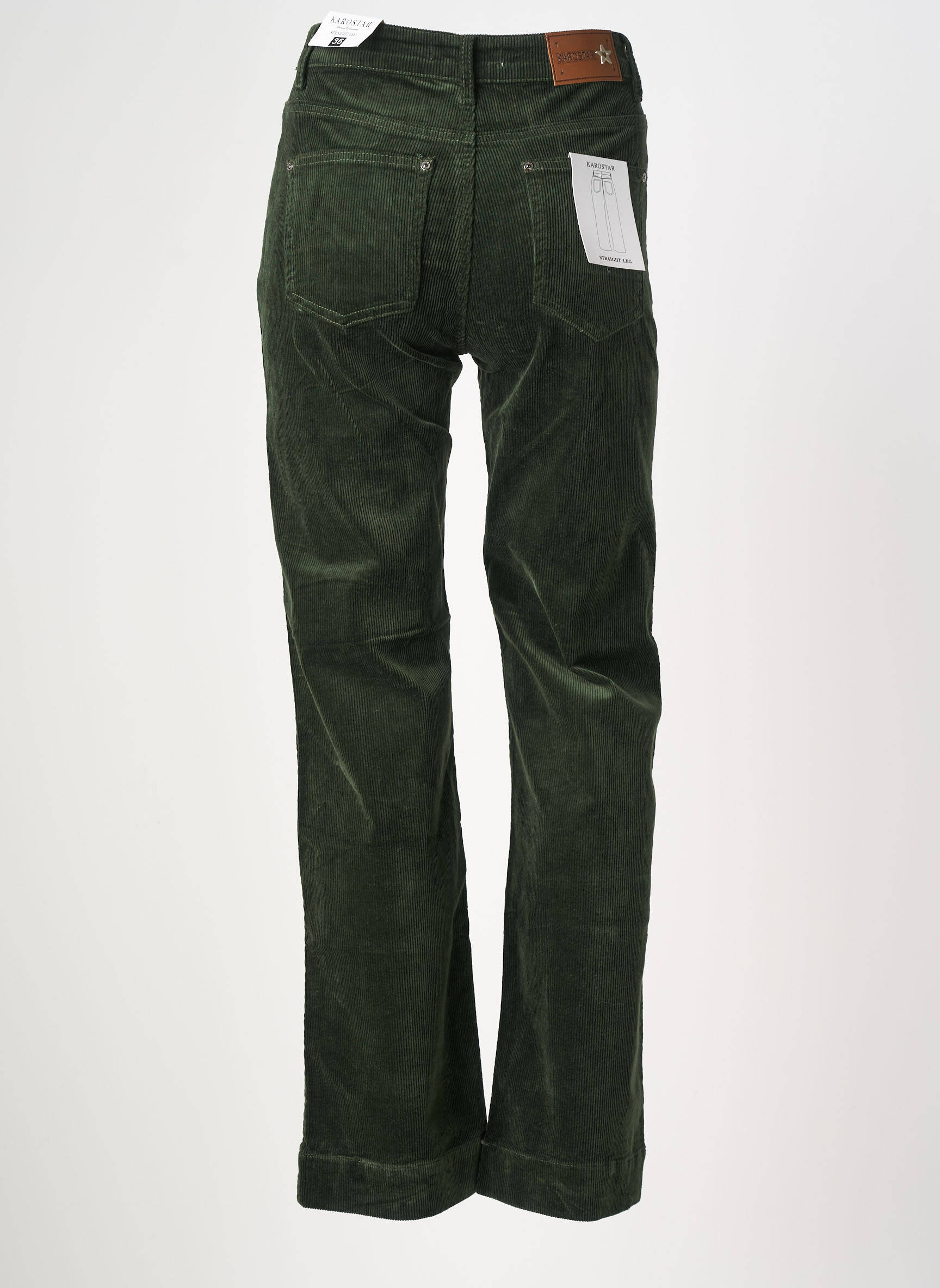 Pantalon droit stretch taille haute vert KAROSTAR femme