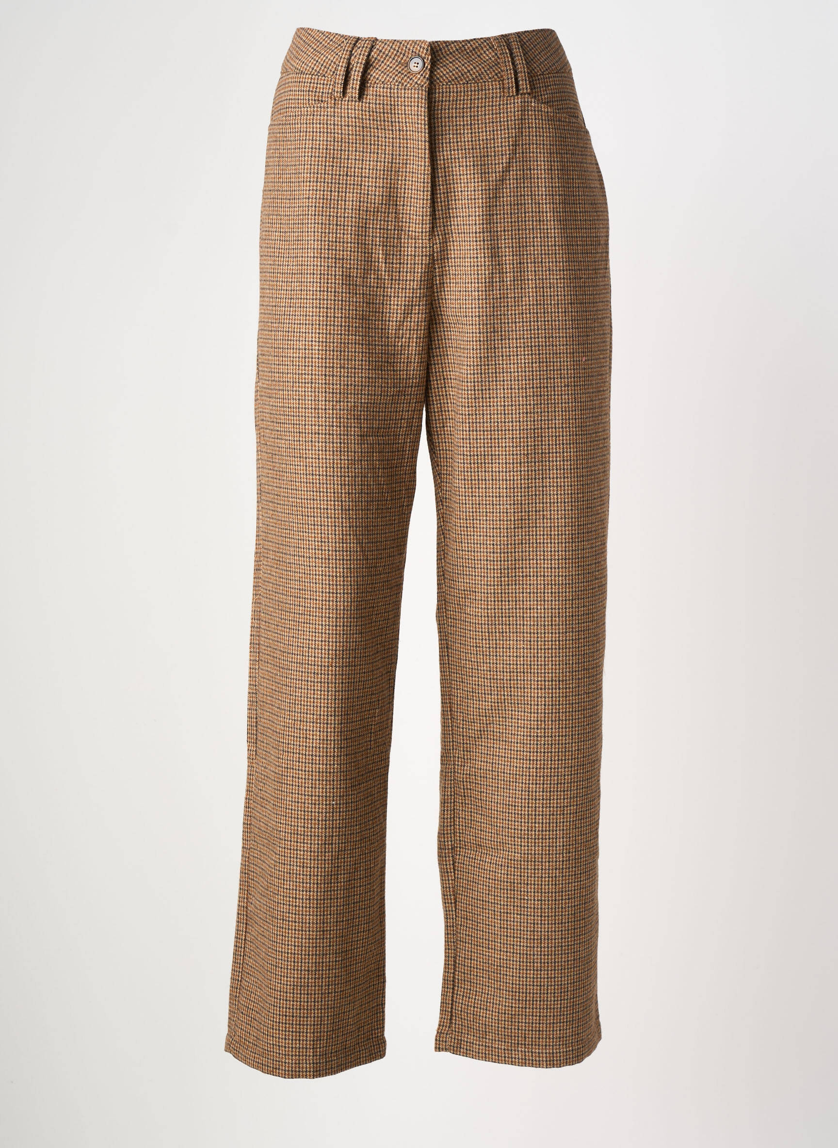 Pantalon droit taille haute taille haute marron CALIE femme