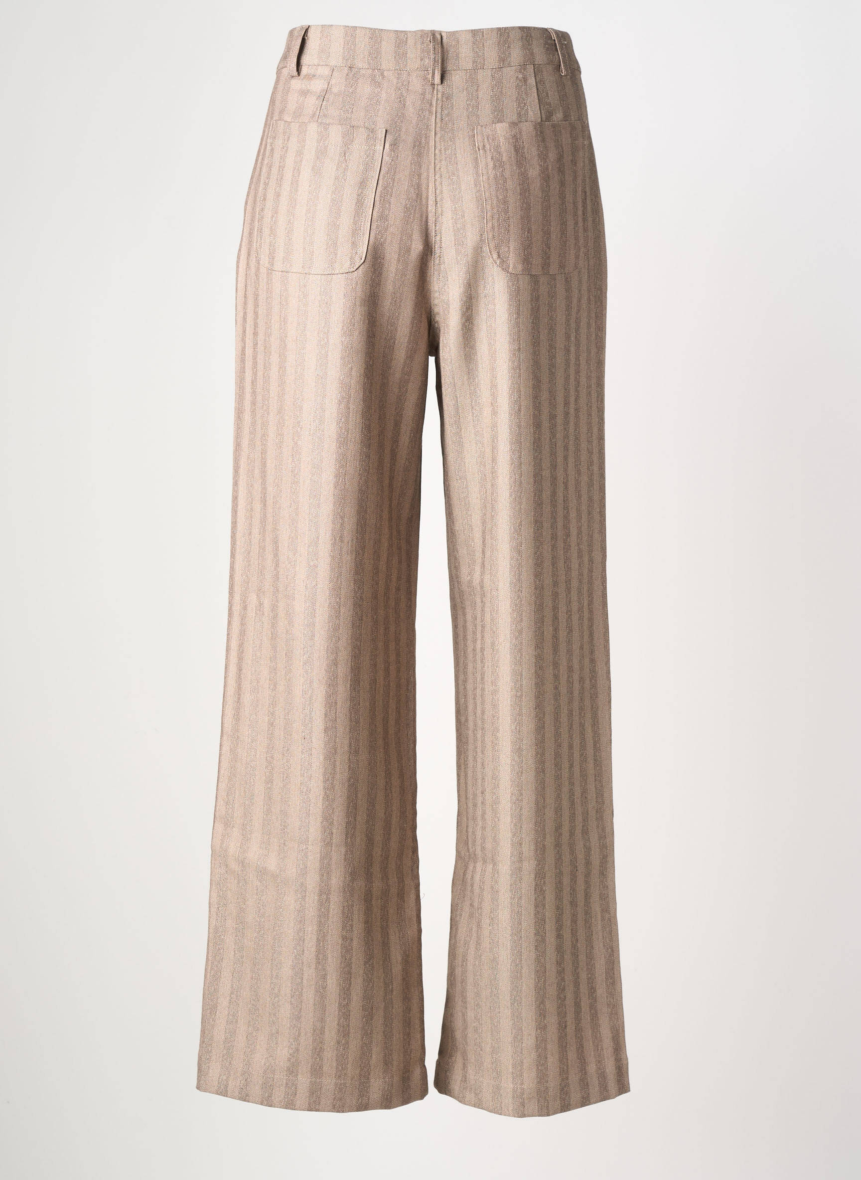 Pantalon flare taille à pinces taille haute marron CALIE femme