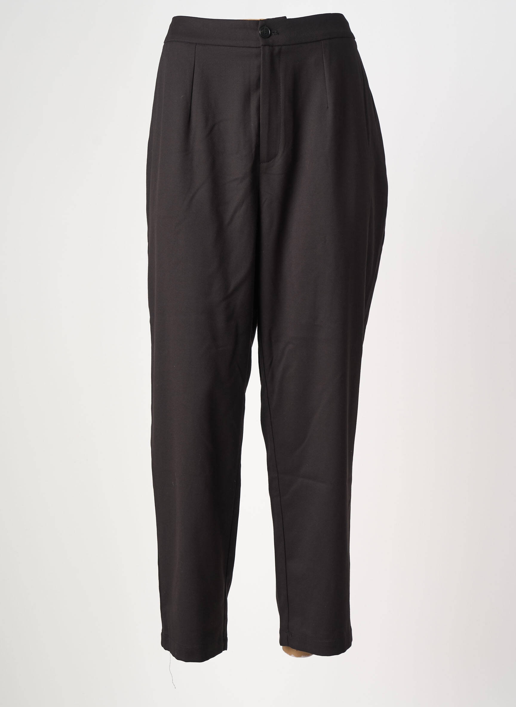 Pantalon chino tissage popeline taille haute noir C'MELODIE femme