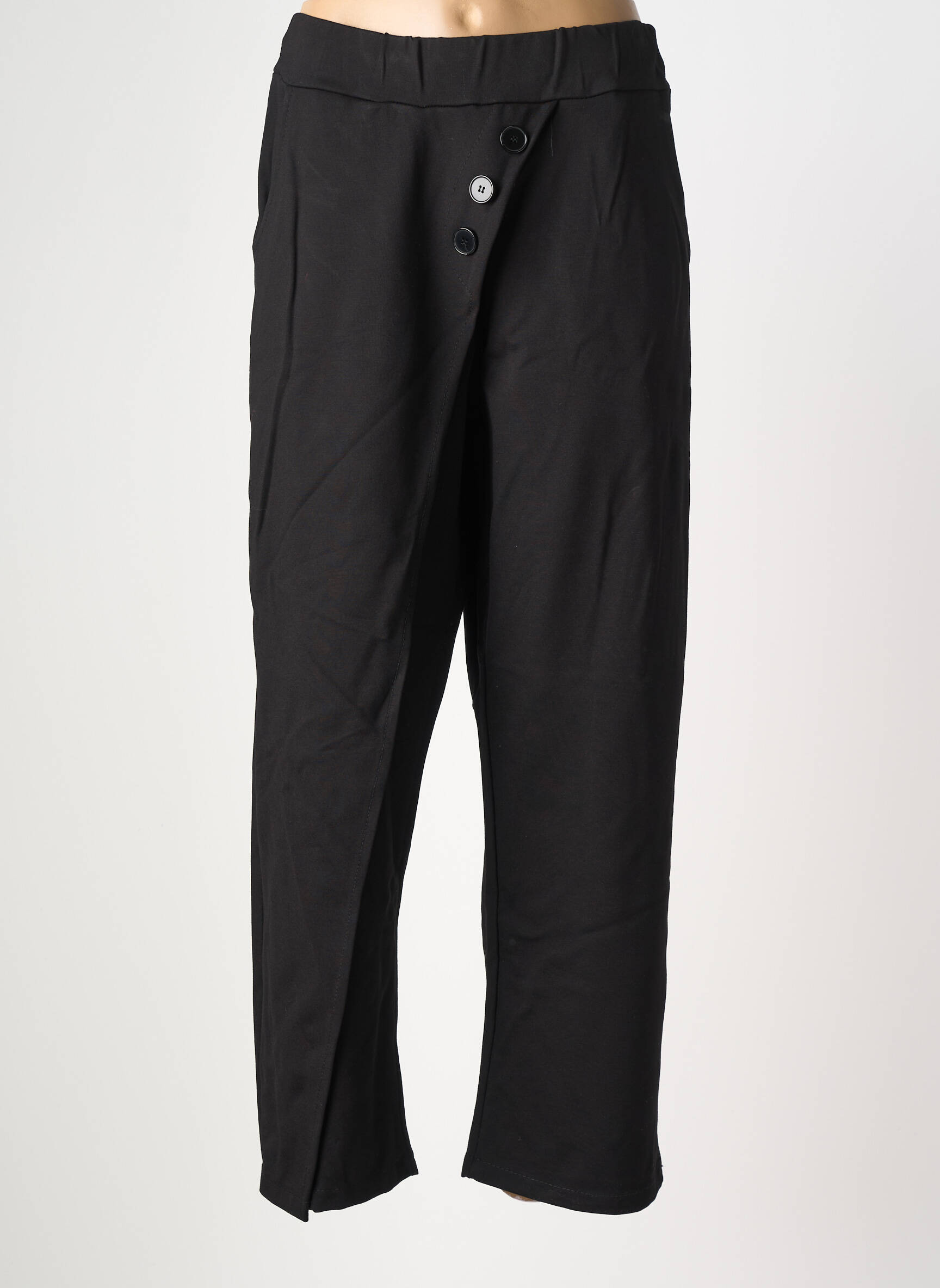 Pantalon droit stretch taille normale noir MINA ROSA femme