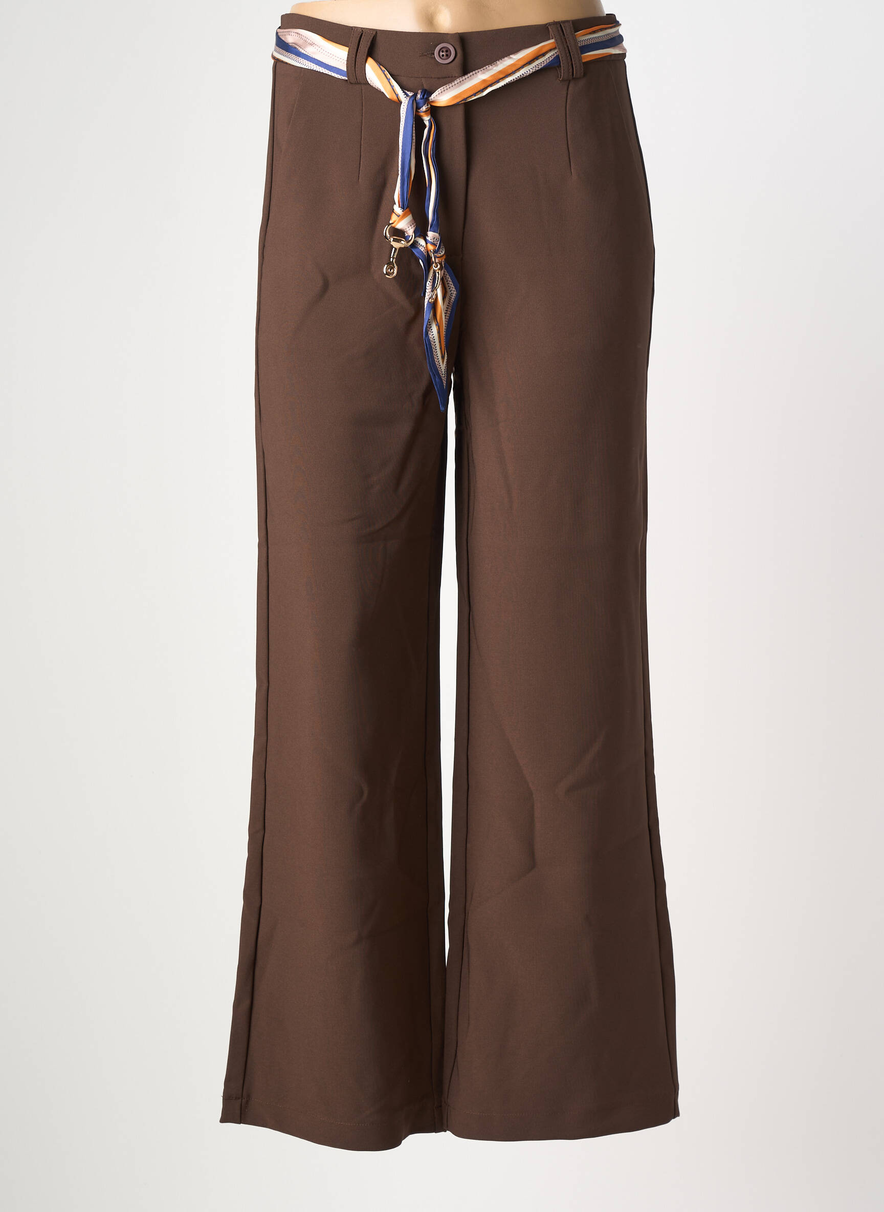 Pantalon flare taille normale taille normale marron BY ONE femme