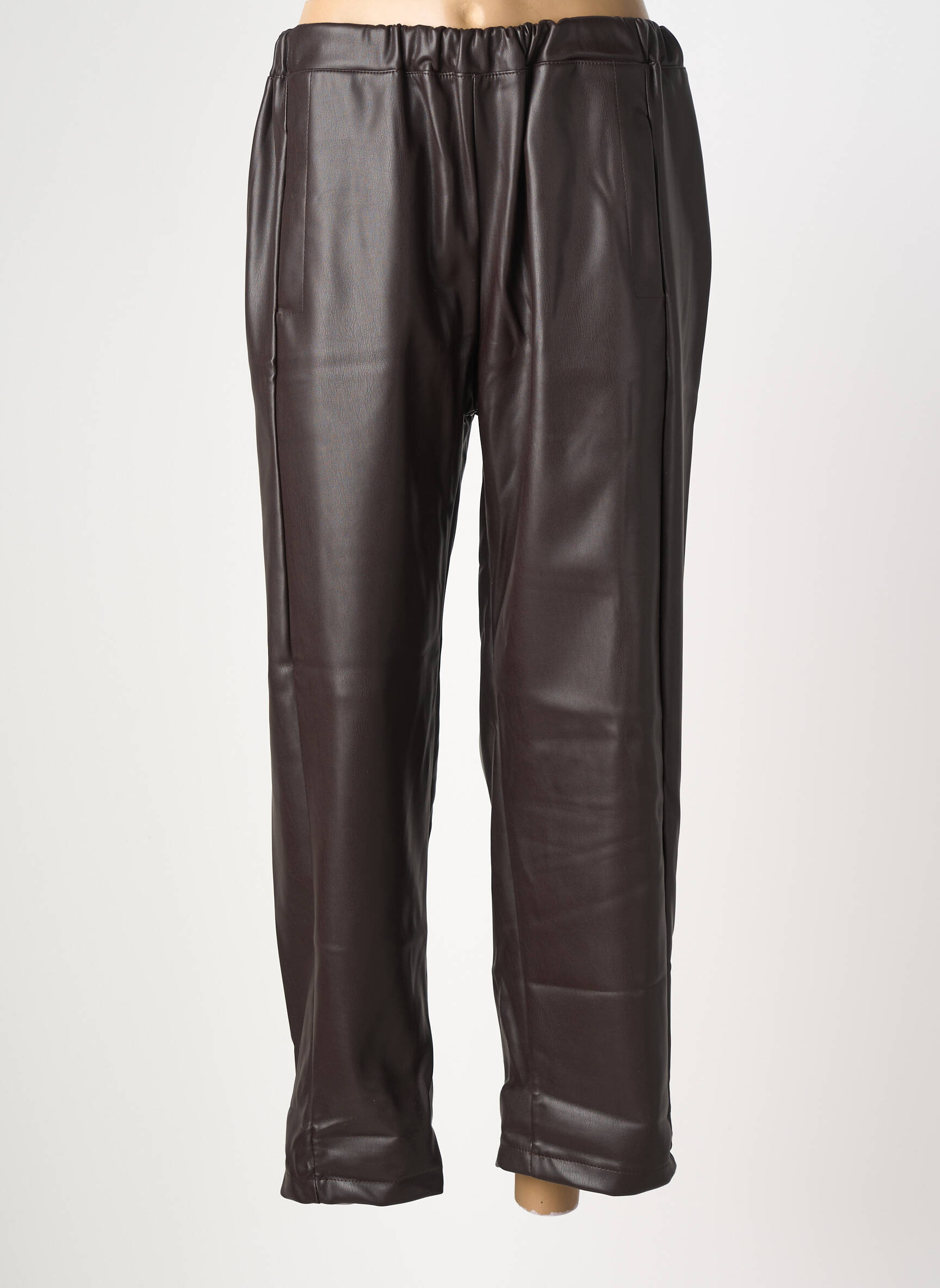 Pantalon droit taille élastique taille normale marron INTUITION femme