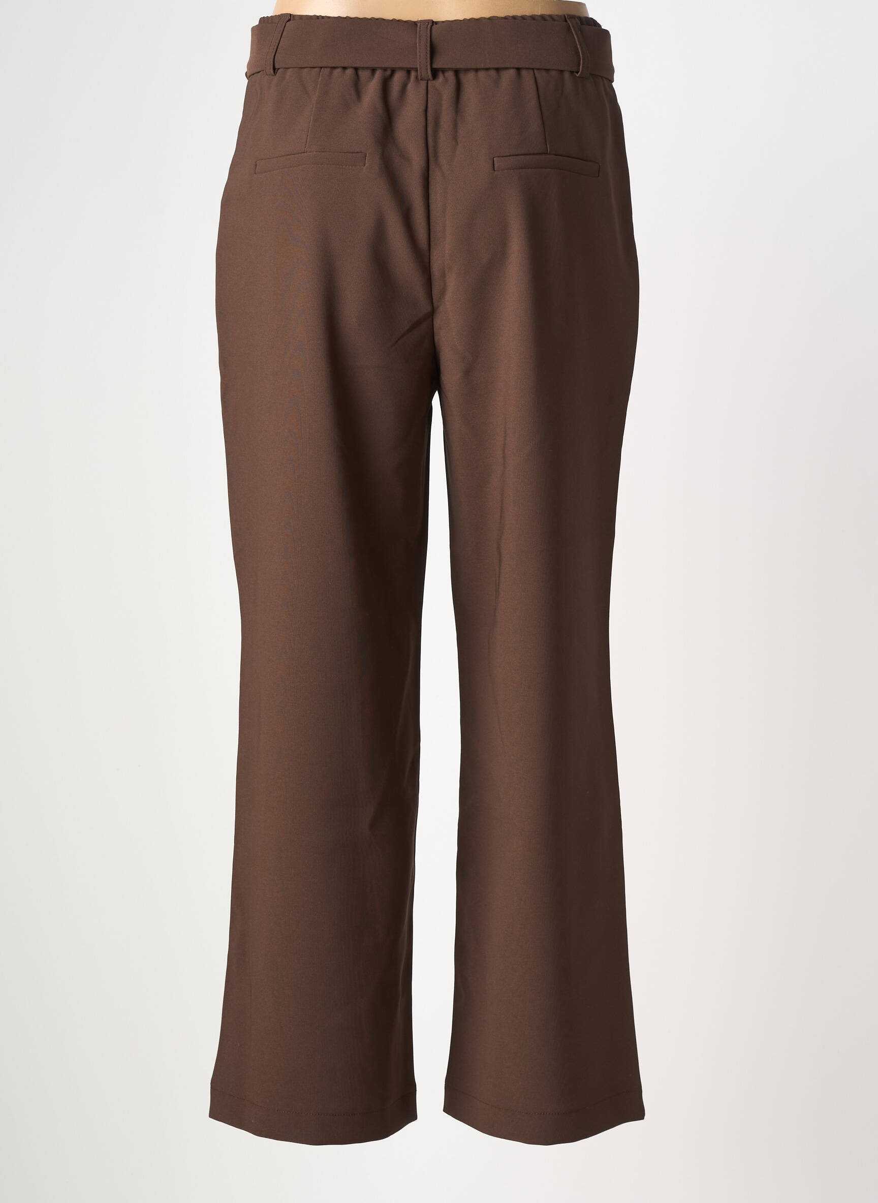Pantalon droit tissage popeline taille normale marron BY ONE femme