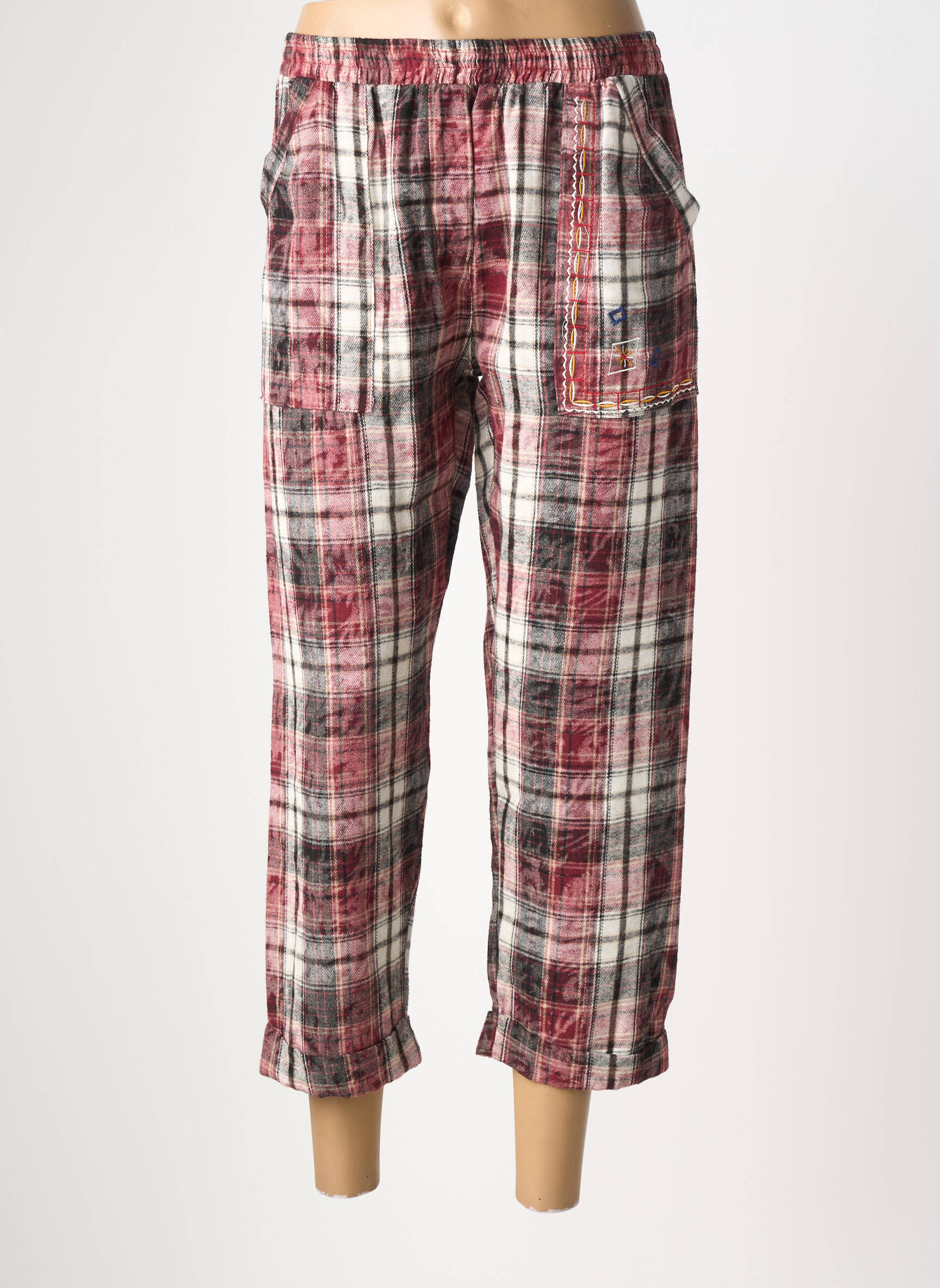 Pantacourt coupe droite taille normale rouge JOHANNA PARIS femme