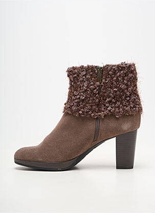 Bottines/boots matière lisse talon de 7 à 9cm marron MADISON femme