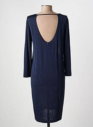 Robe mi-longue imprimé fantaisie manches longues bleu NATHALIE CHAIZE femme