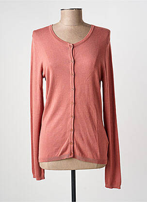 Gilet manches longues col rond rose ICHI femme