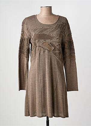 Robe pull tissage chiné manches longues marron ALDO MARTIN'S femme