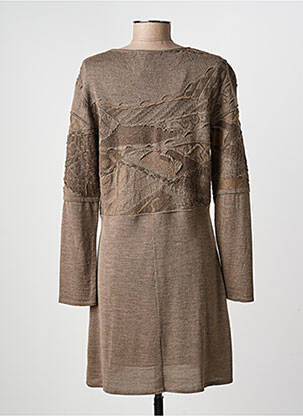 Robe pull tissage chiné manches longues marron ALDO MARTIN'S femme
