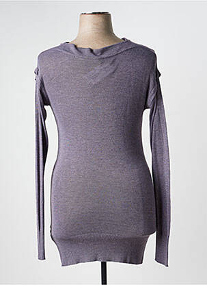 Pull tunique tissage chiné manches longues violet KATMAI femme