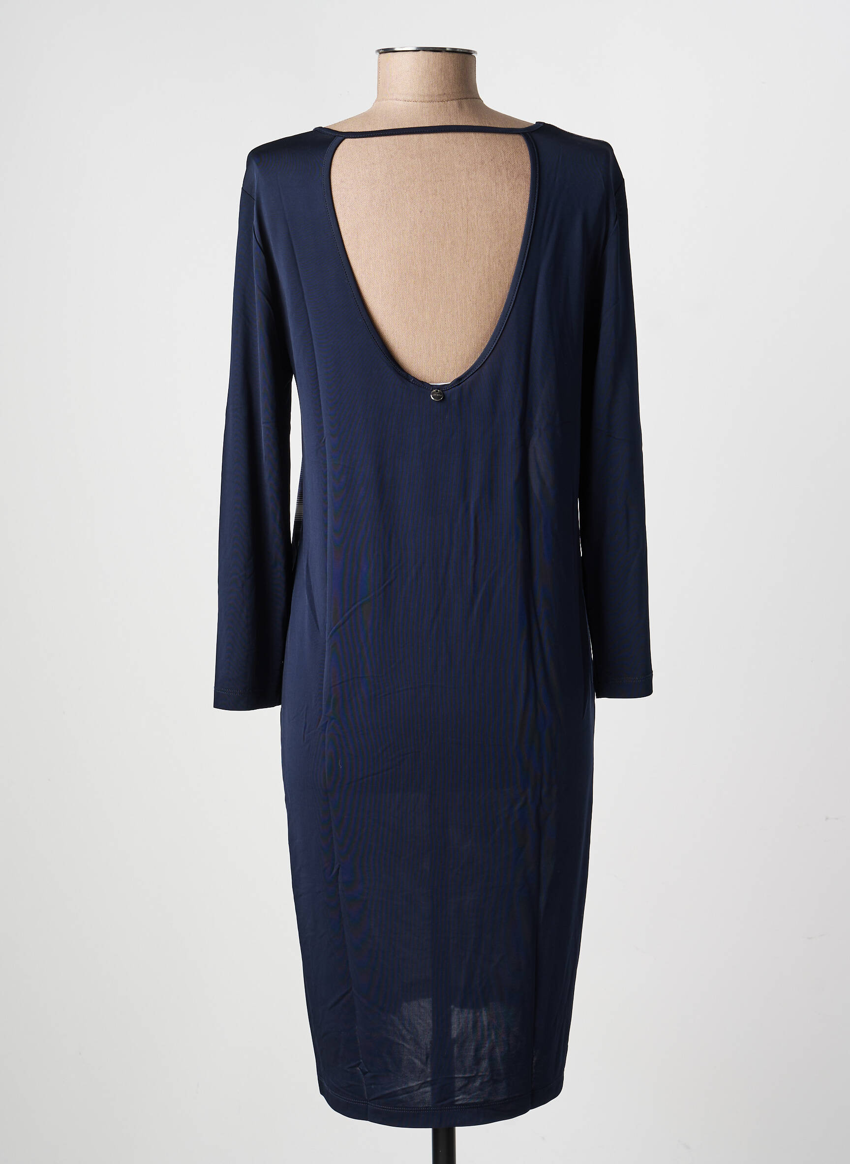 Robe mi-longue imprimé fantaisie manches longues bleu NATHALIE CHAIZE femme