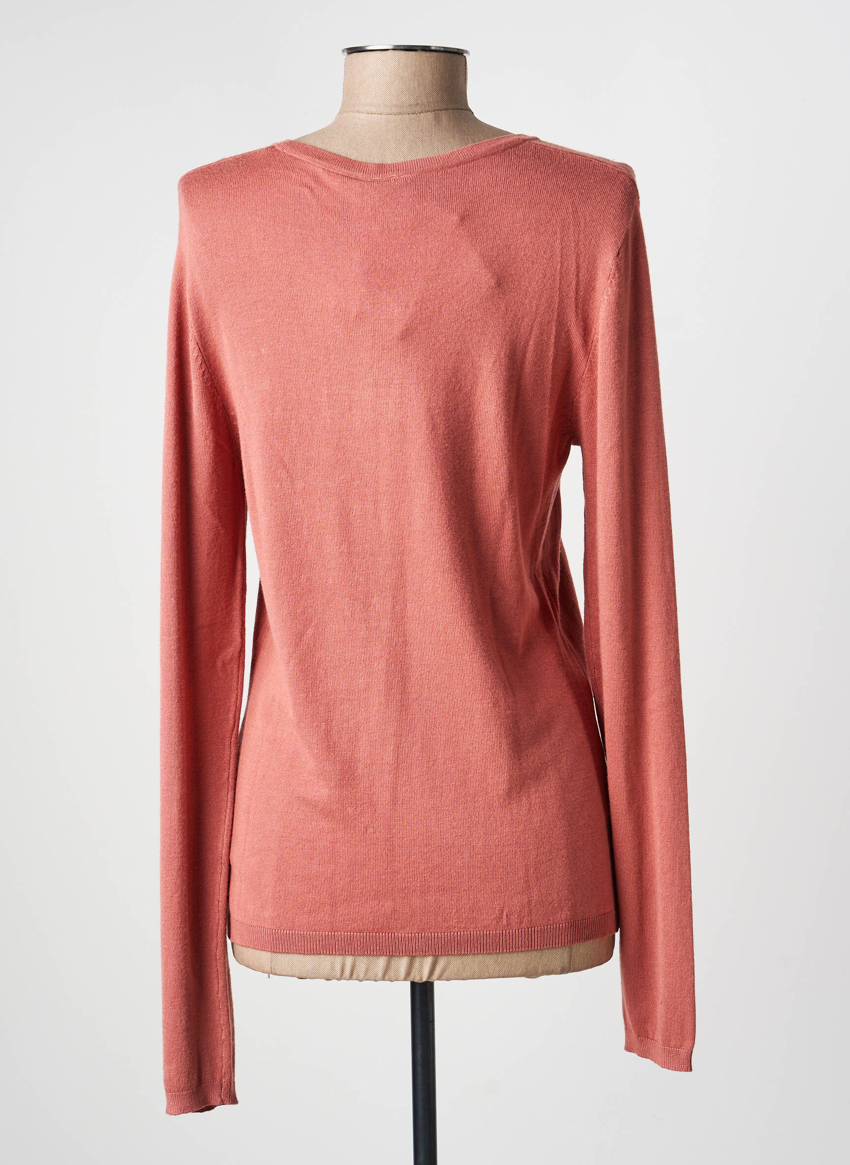 Gilet manches longues col rond rose ICHI femme