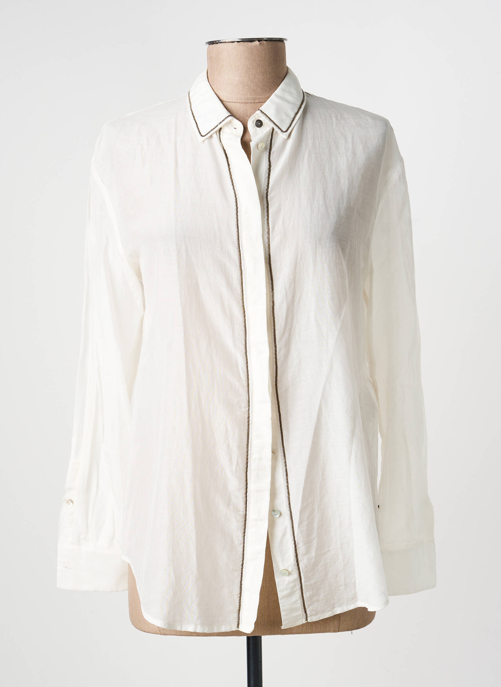 Chemisier coupe cintrée manches longues blanc HUGO BOSS femme