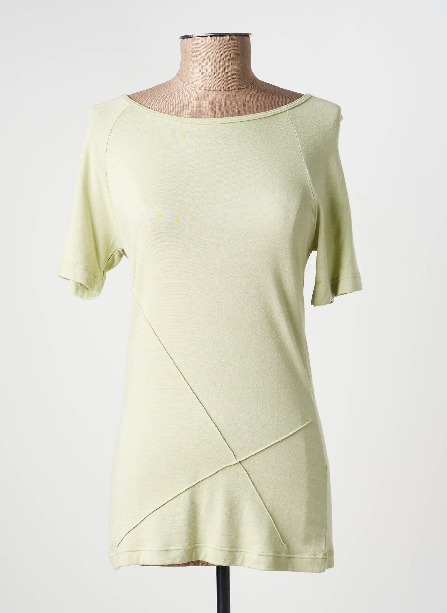 T-shirt stretch manches courtes vert MAILLE EN PLUS femme