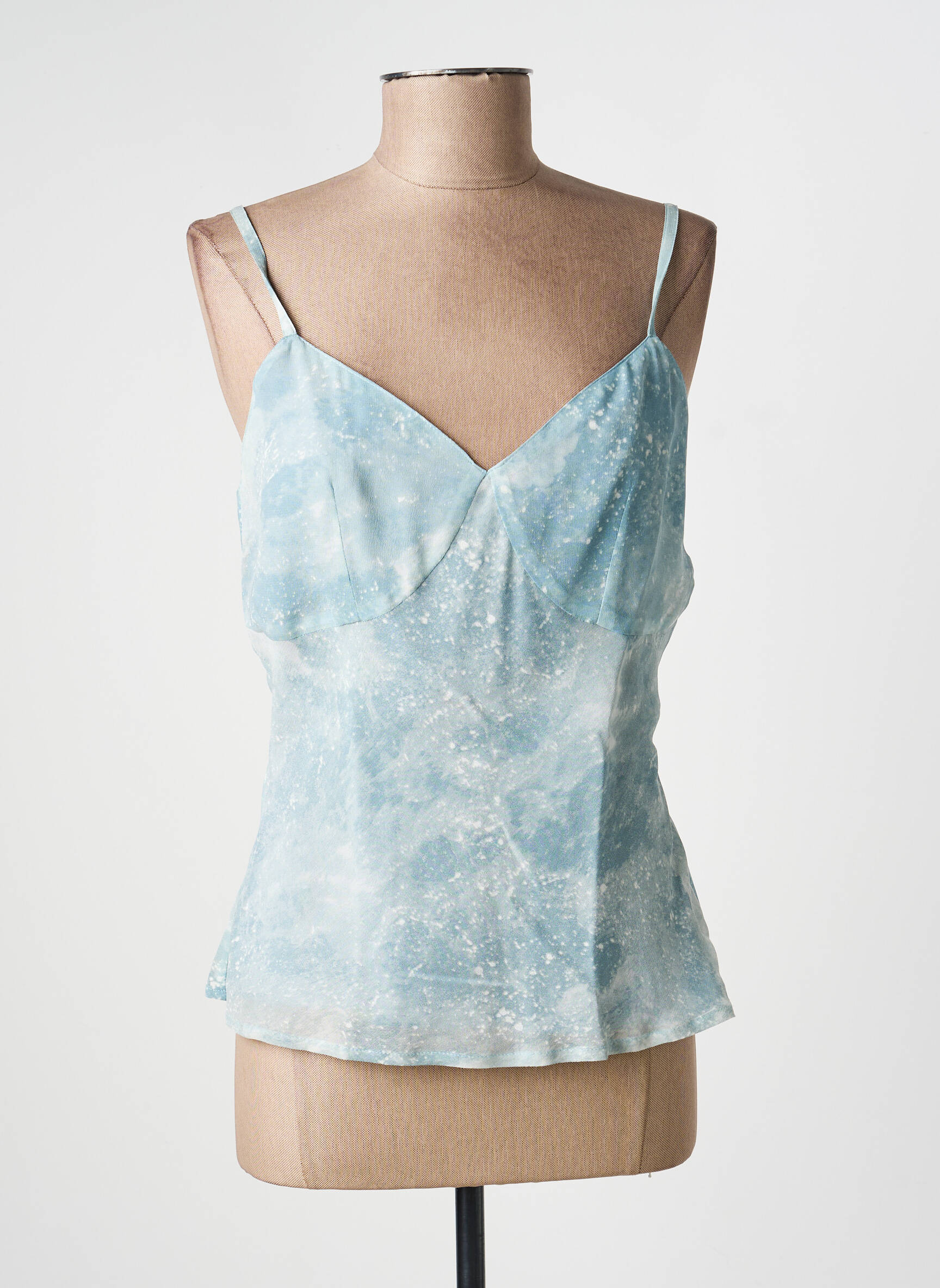 Top imprimé fantaisie fines bretelles bleu EVA KAYAN femme