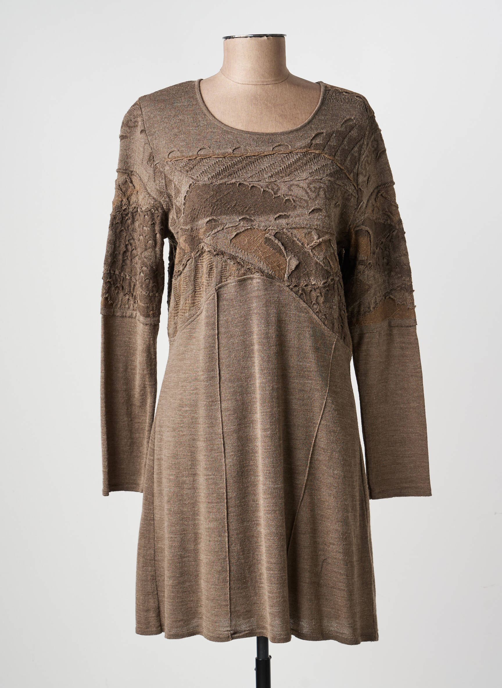 Robe pull tissage chiné manches longues marron ALDO MARTIN'S femme