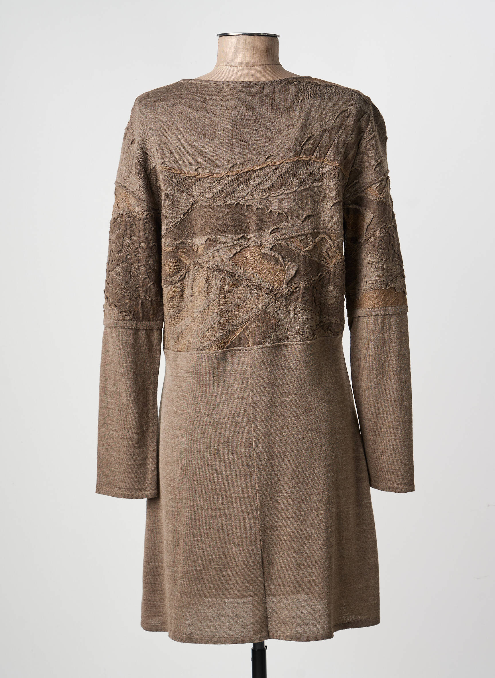 Robe pull tissage chiné manches longues marron ALDO MARTIN'S femme