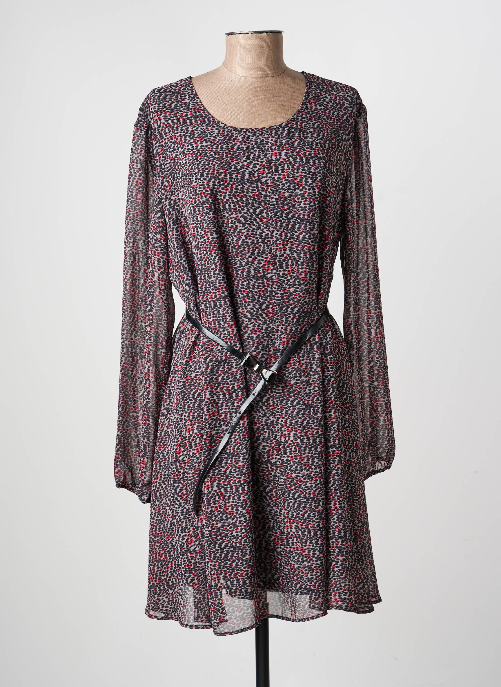 Robe courte coupe fluide manches longues noir GAUDI femme
