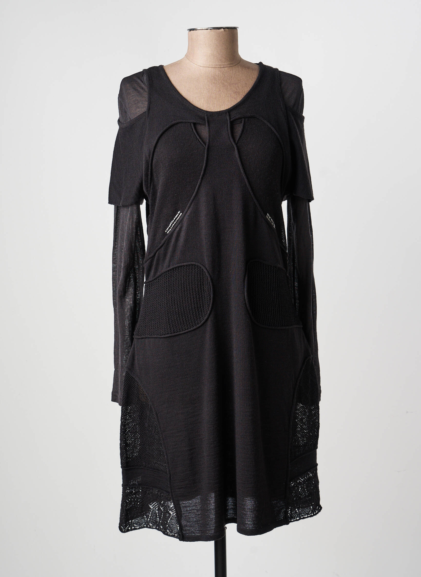 Robe mi-longue manches longues manches longues noir ALDO MARTIN'S femme