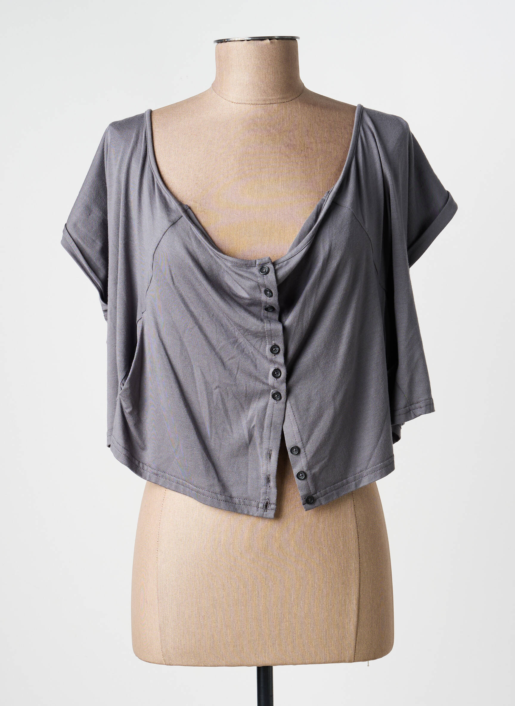Gilet manches courtes coupe droite gris MADO ET LES AUTRES femme