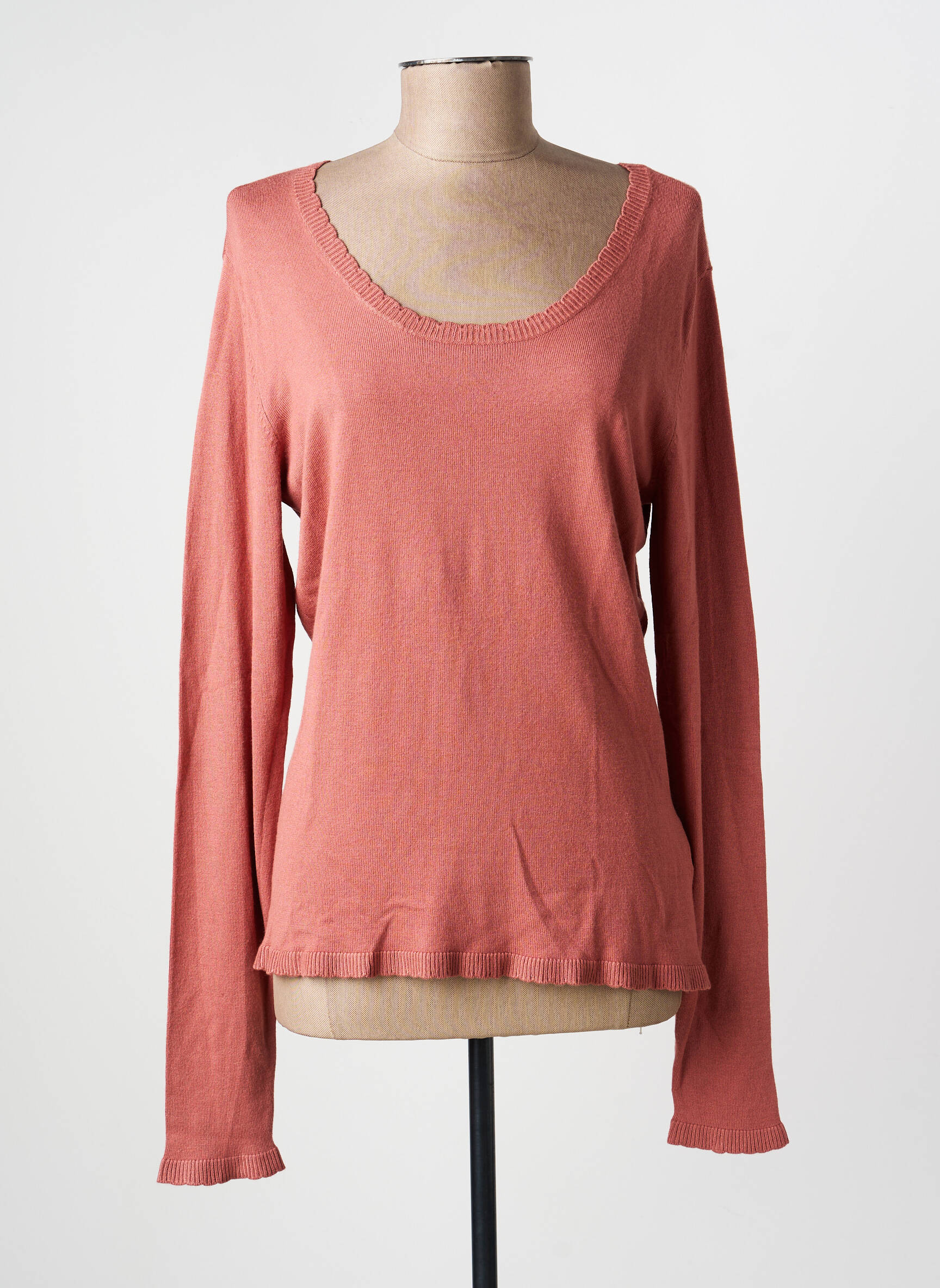 Pull coupe cintrée manches longues rose ICHI femme