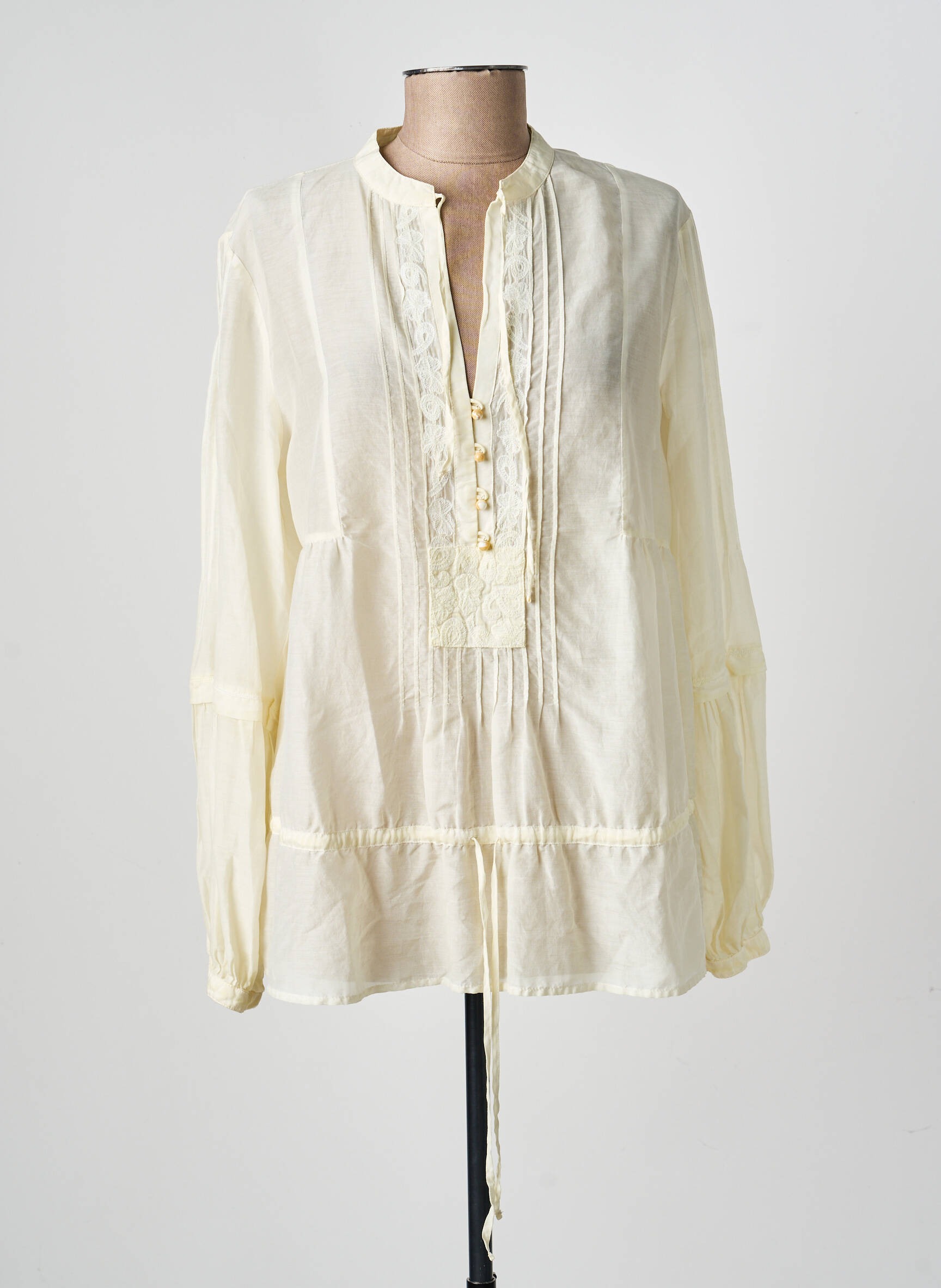 Blouse légère et transparente manches longues jaune HUGO BOSS femme