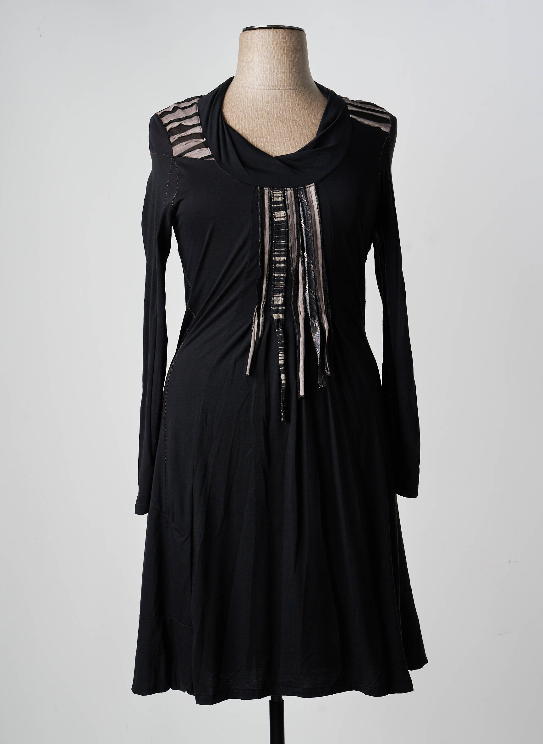 Robe mi-longue manches longues manches longues noir CAP JULUCA femme