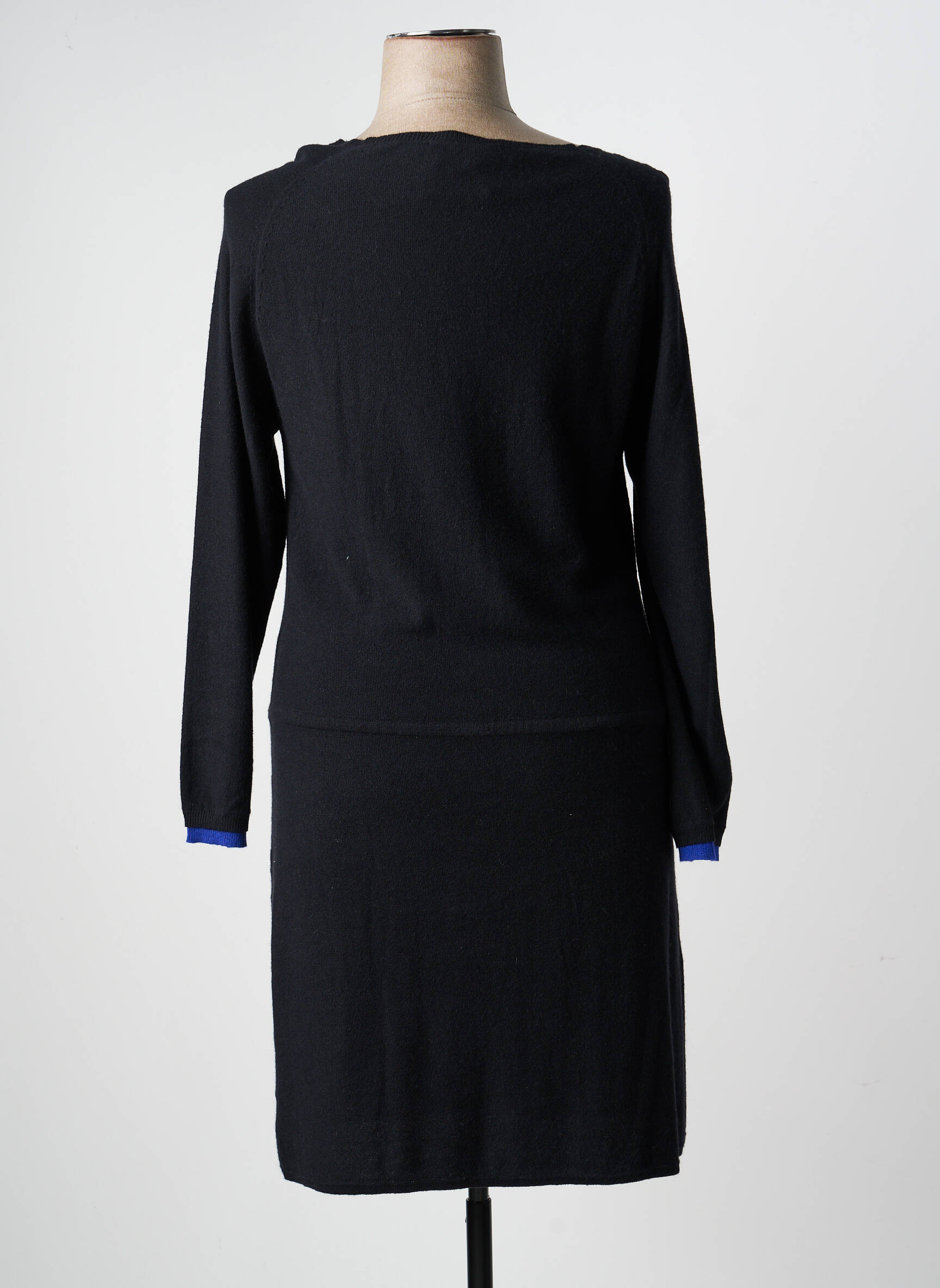 Robe mi-longue manches longues manches longues noir ANANKE femme