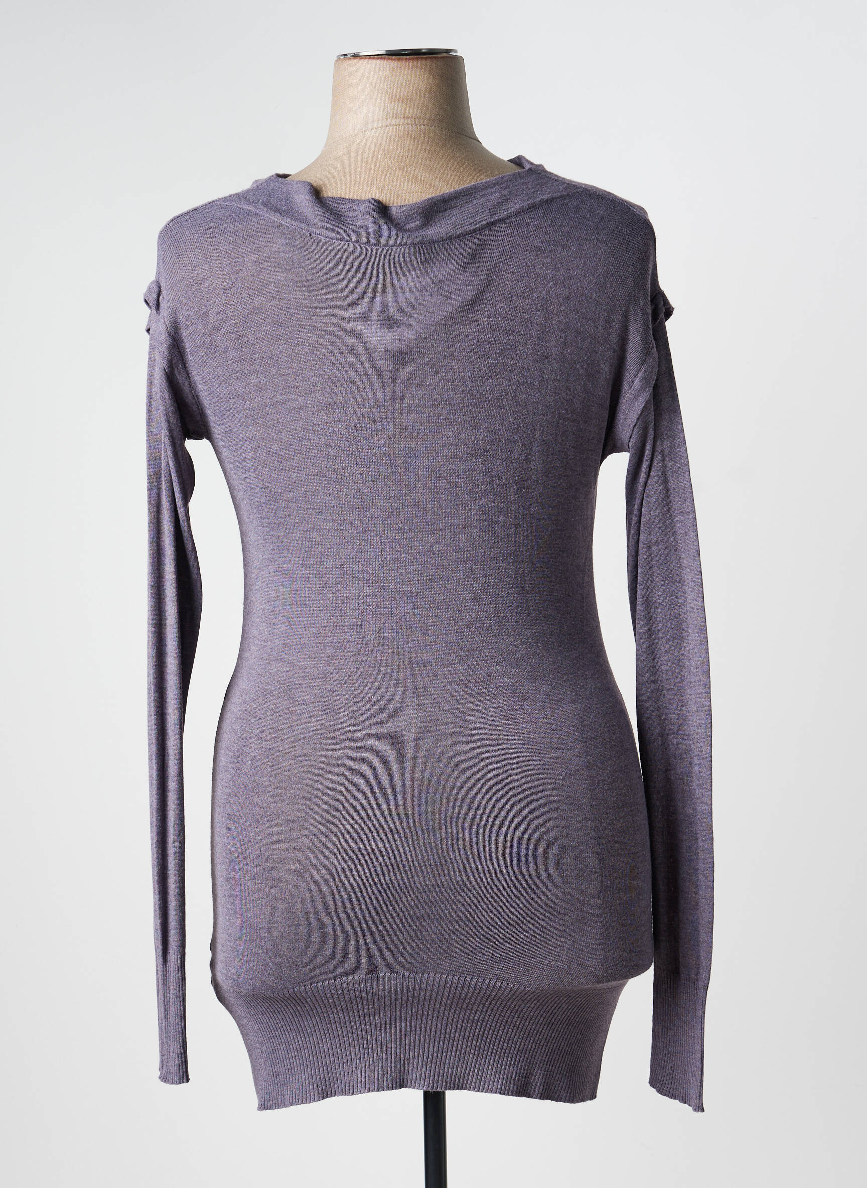Pull tunique tissage chiné manches longues violet KATMAI femme