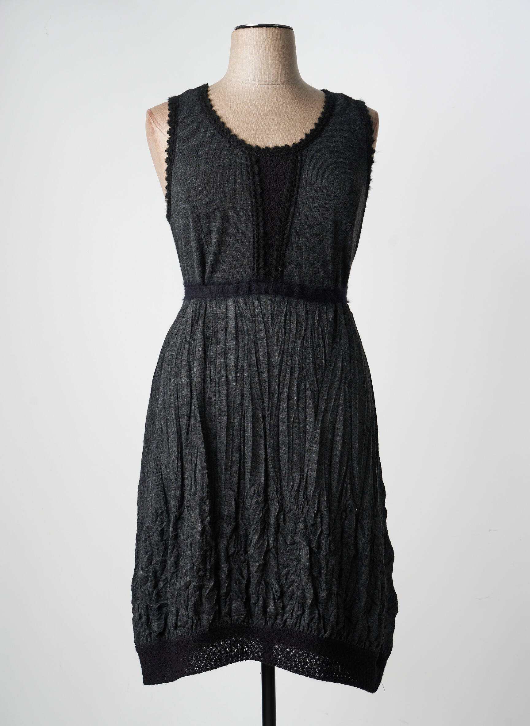 Robe mi-longue sans manche sans manche gris 3322 femme
