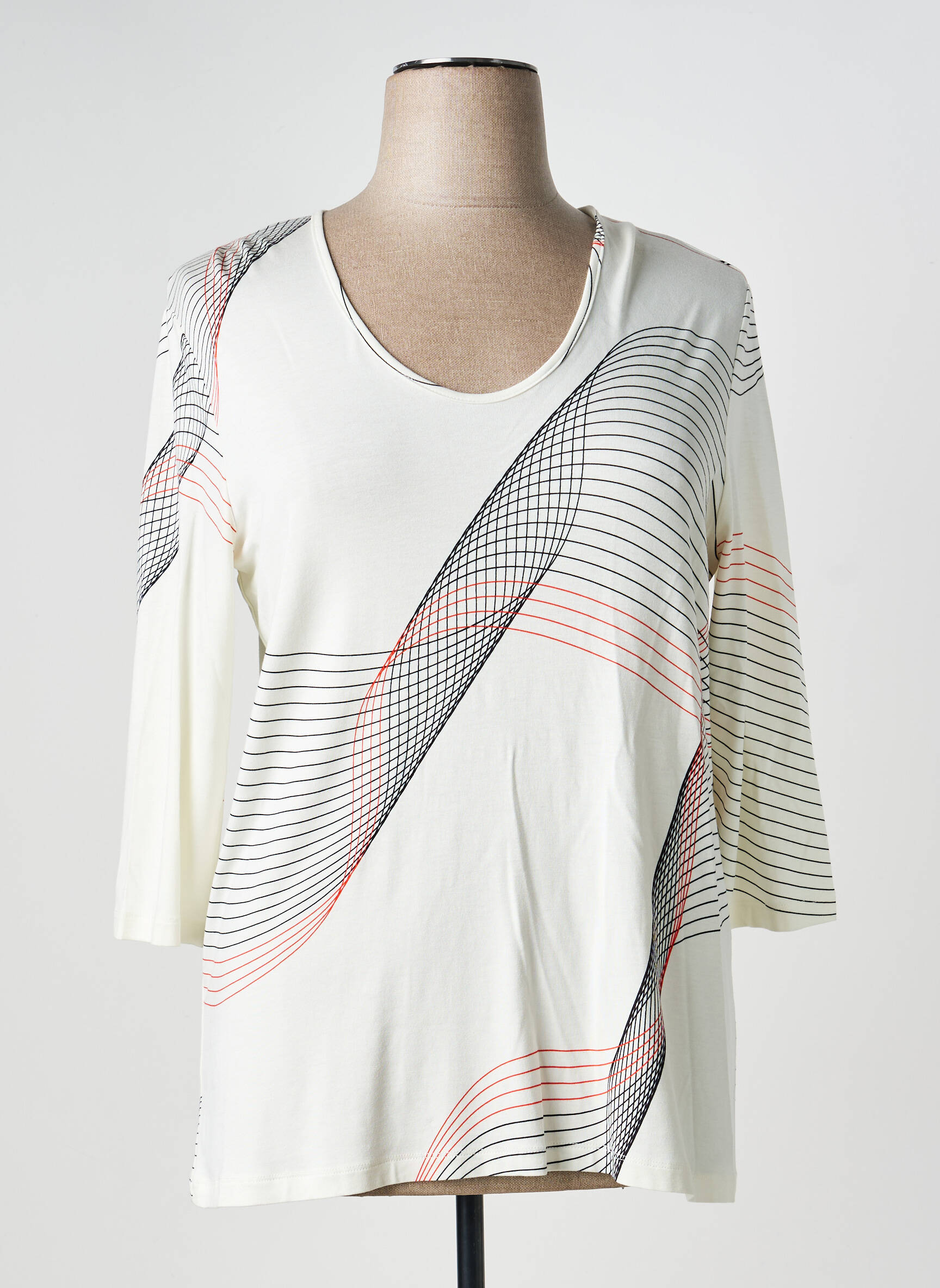 T-shirt manches 3/4 manches 3/4 beige NATHALIE CHAIZE femme