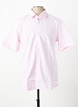 Chemise manches courtes imprimé carreaux rose PIERRE CARDIN homme
