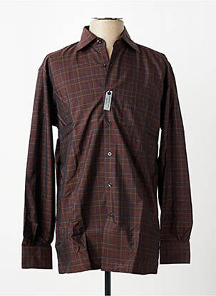 Chemise manches longues poches marron PIERRE CARDIN homme