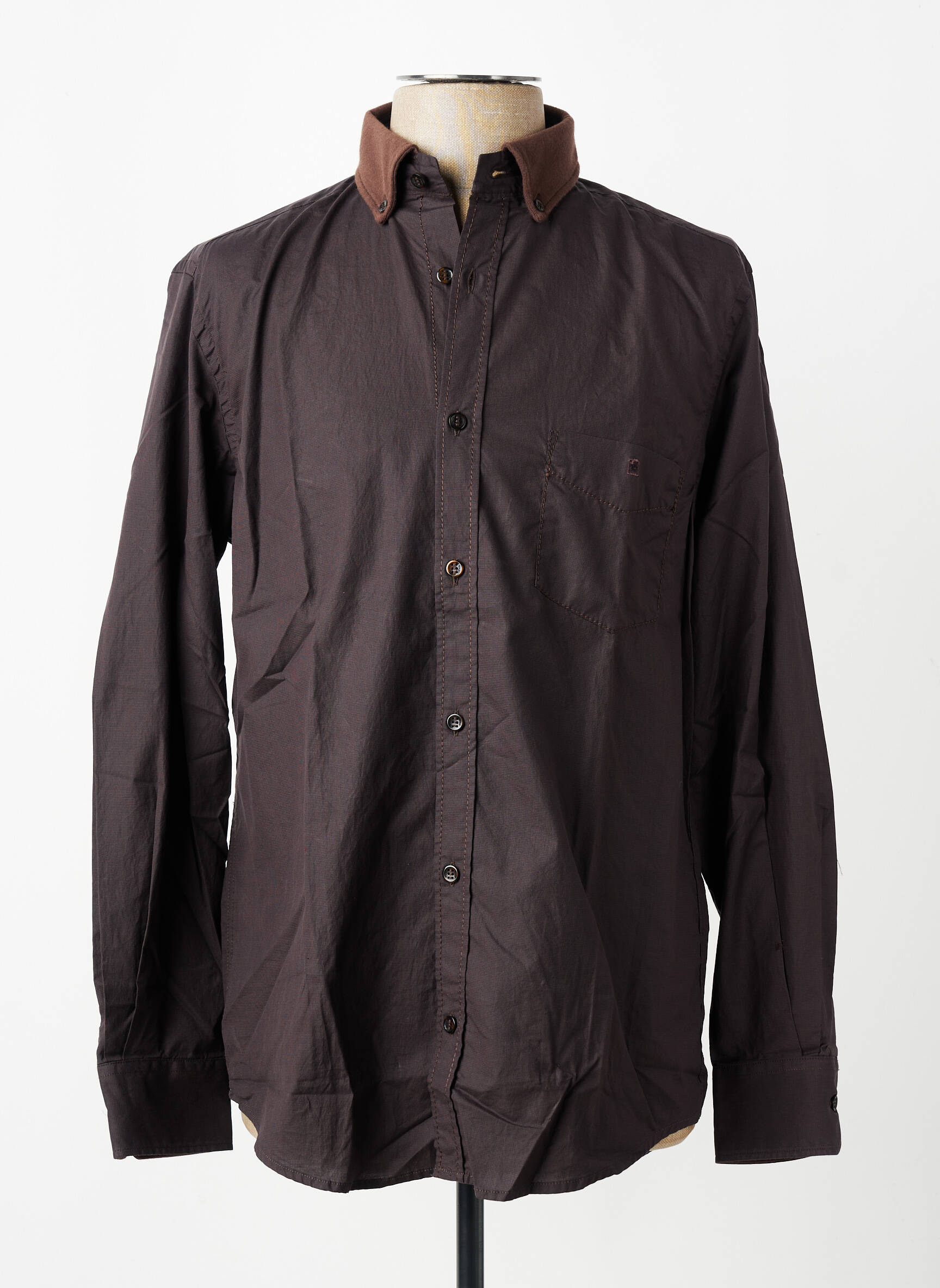 Chemise manches longues poches marron SERGE BLANCO homme