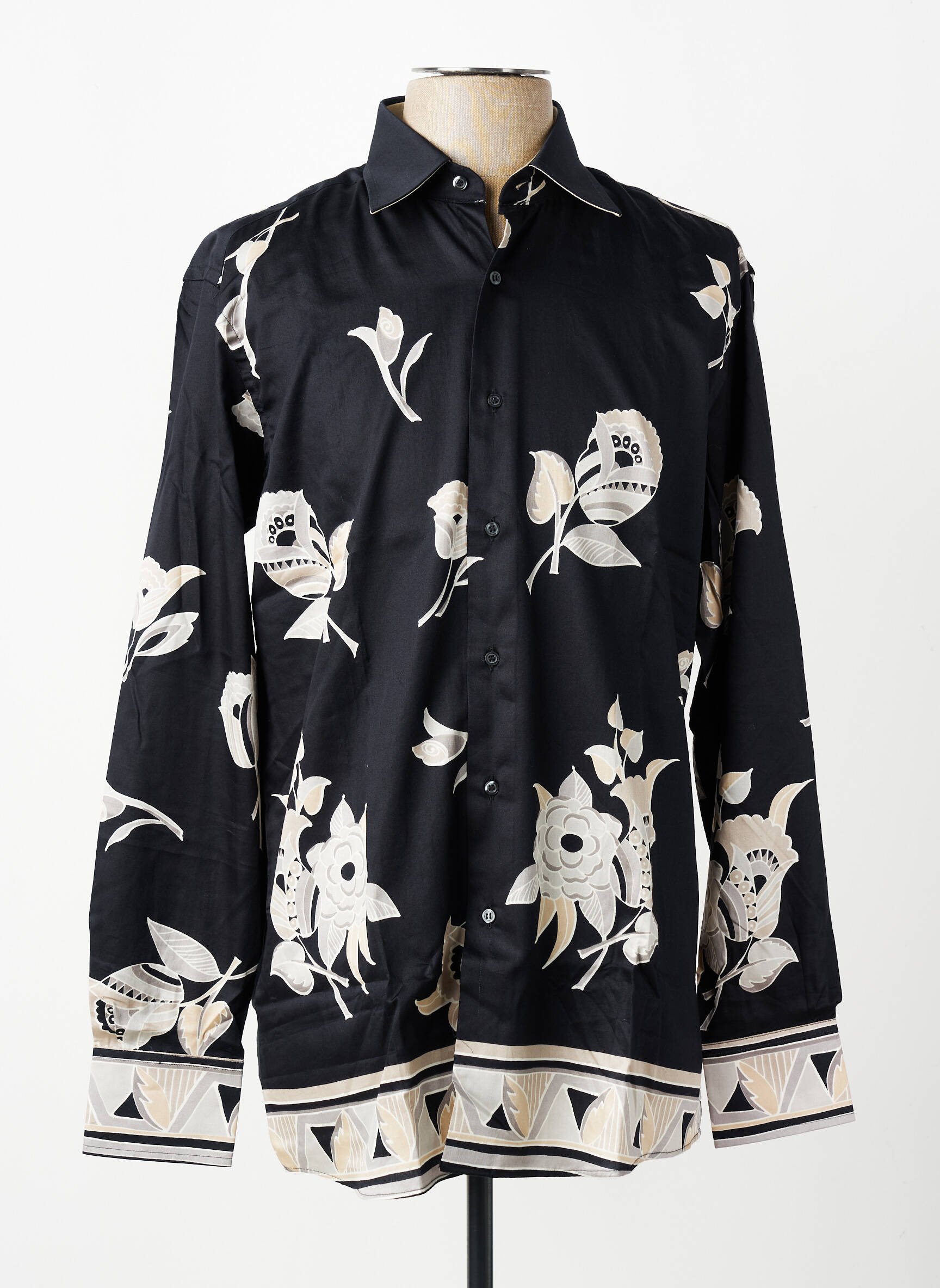 Chemise manches longues coupe cintrée noir PIERRE CARDIN homme