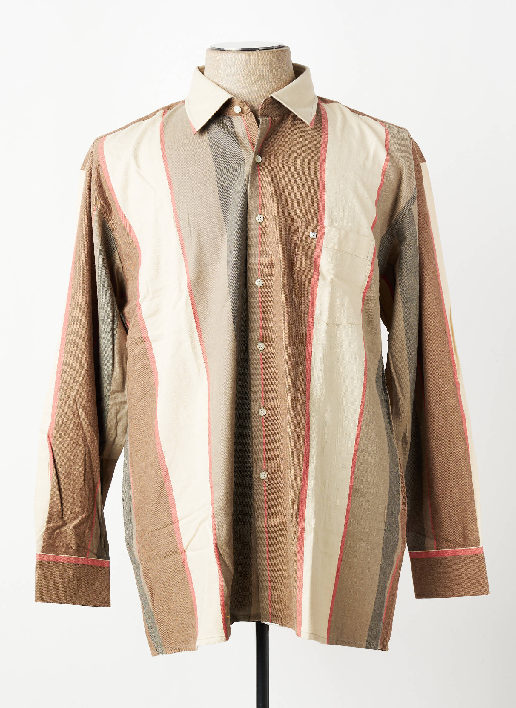 Chemise manches longues poches marron PIERRE CARDIN homme