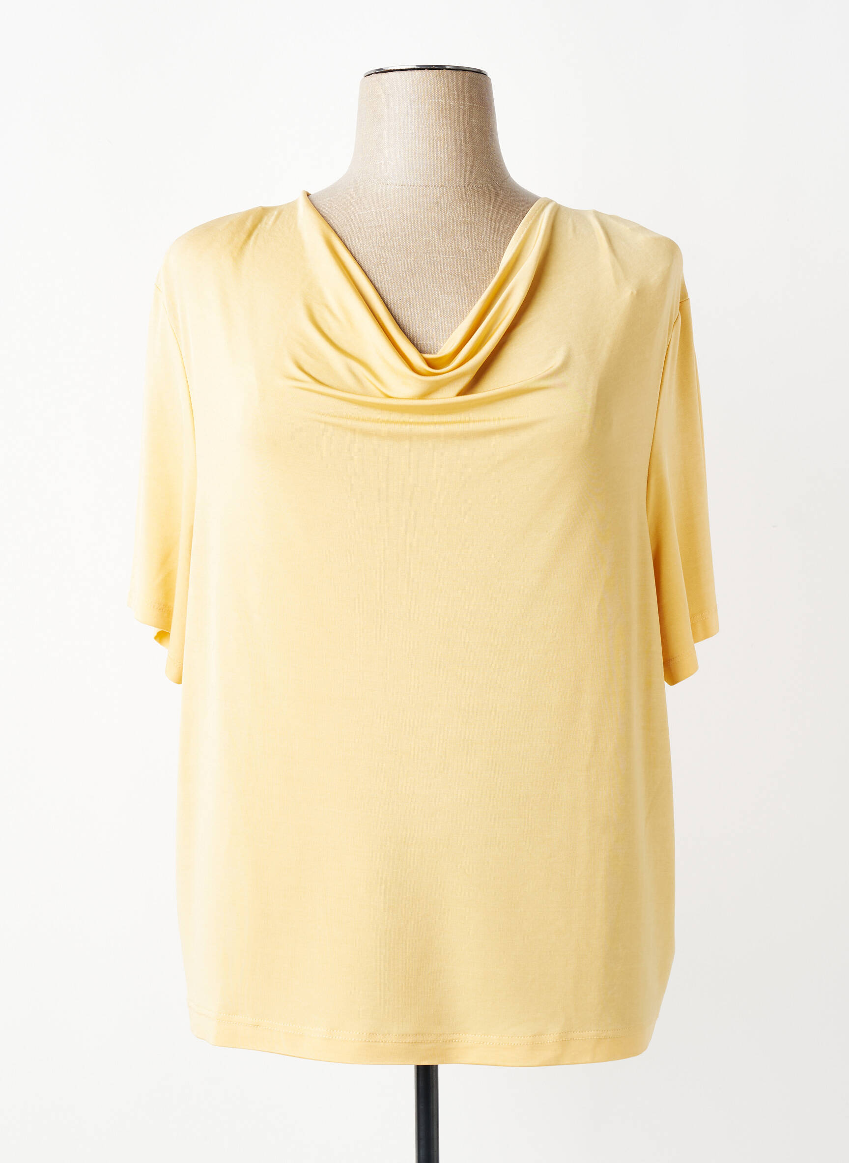 Top stretch manches courtes jaune CHRISTINE LAURE femme
