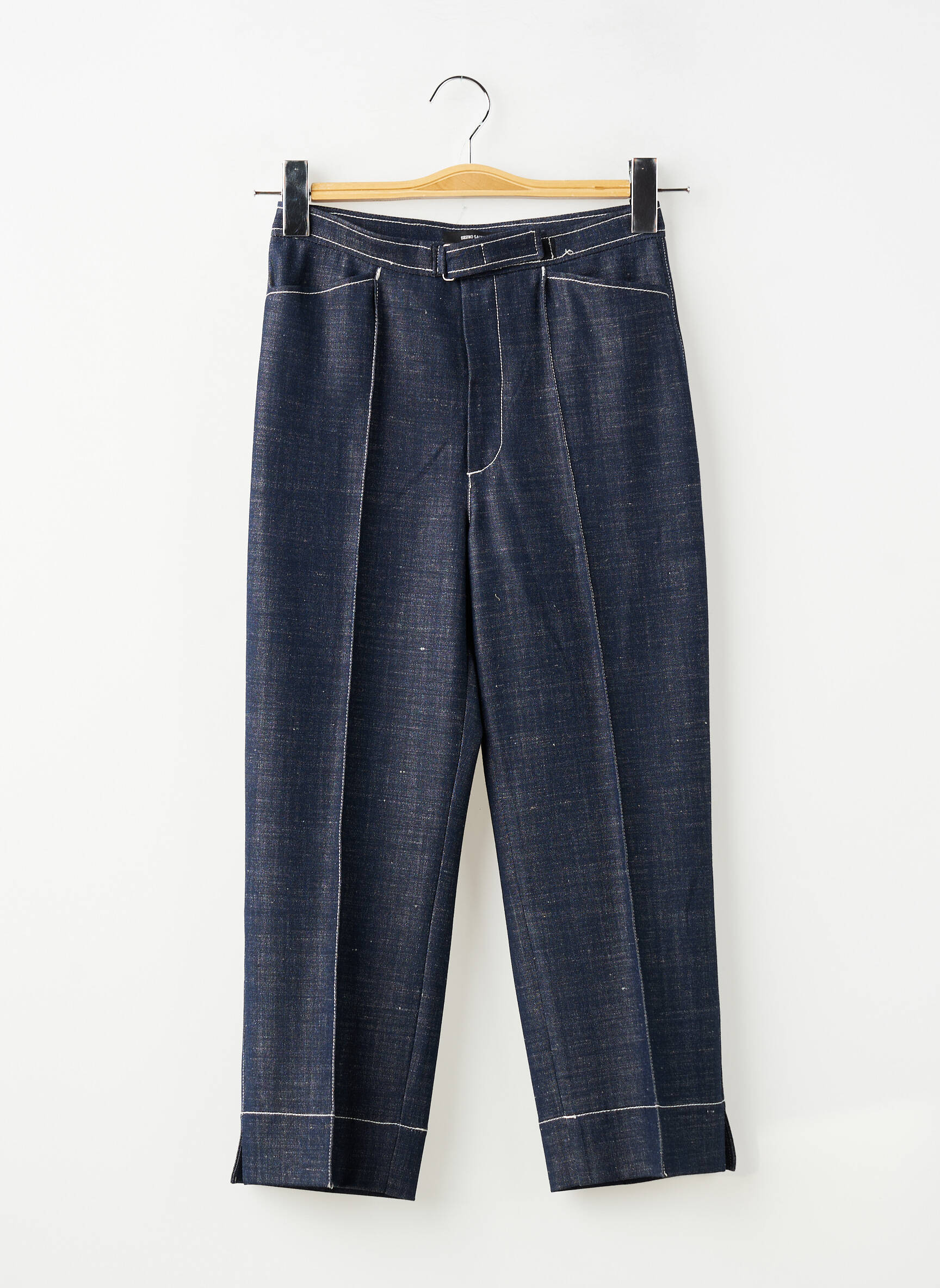 Pantalon 7/8 taille haute taille haute bleu BRUNO SAINT HILAIRE femme
