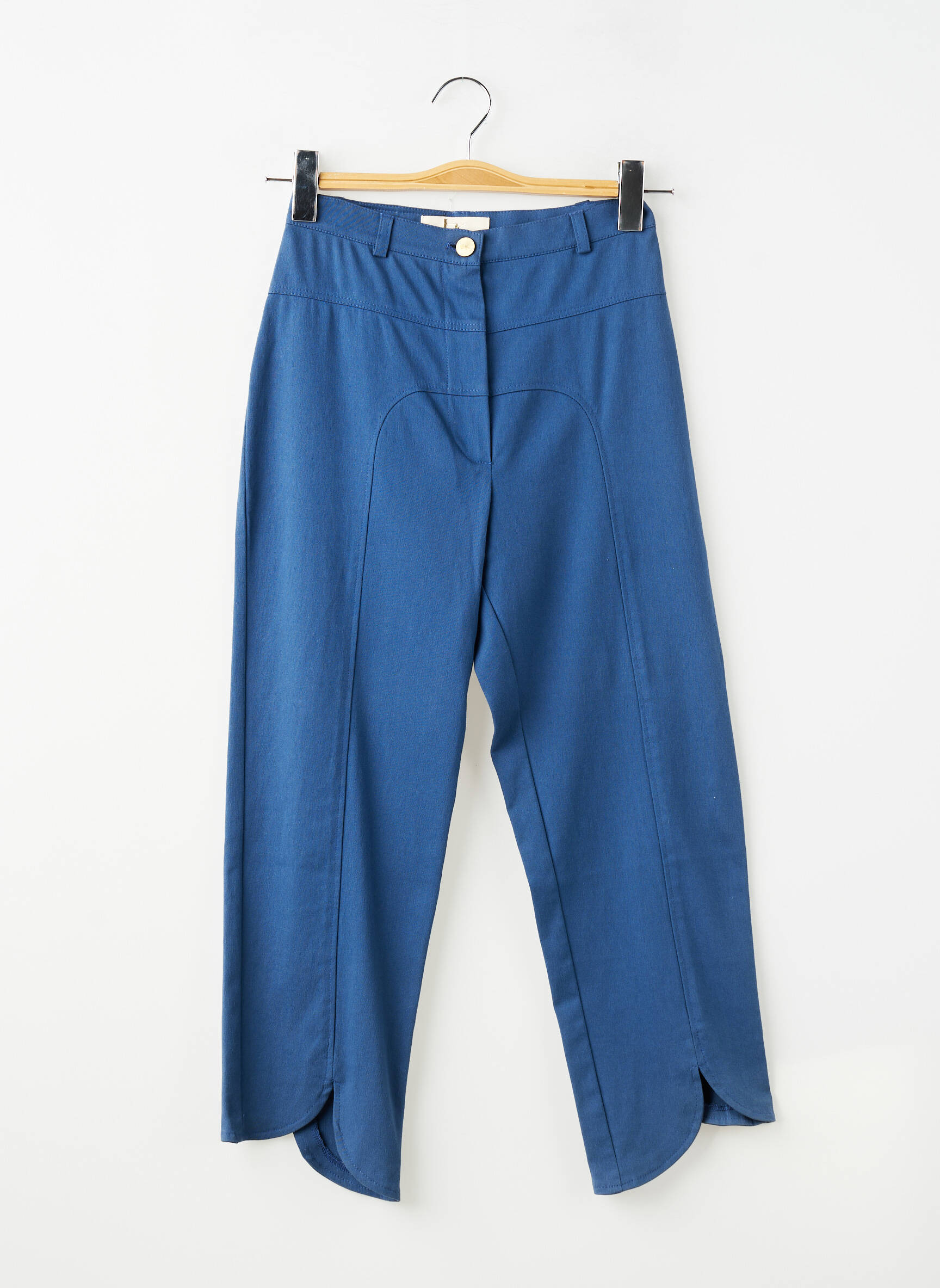 Pantacourt taille haute taille haute bleu EVA KAYAN femme