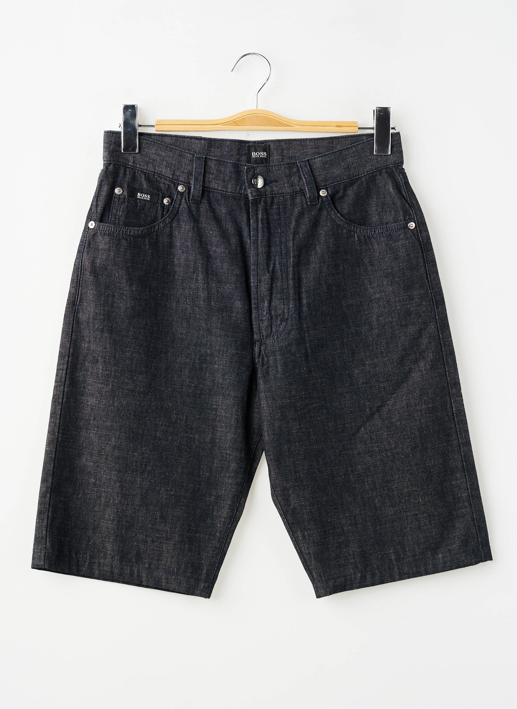 Bermuda tissage denim taille haute noir HUGO BOSS homme