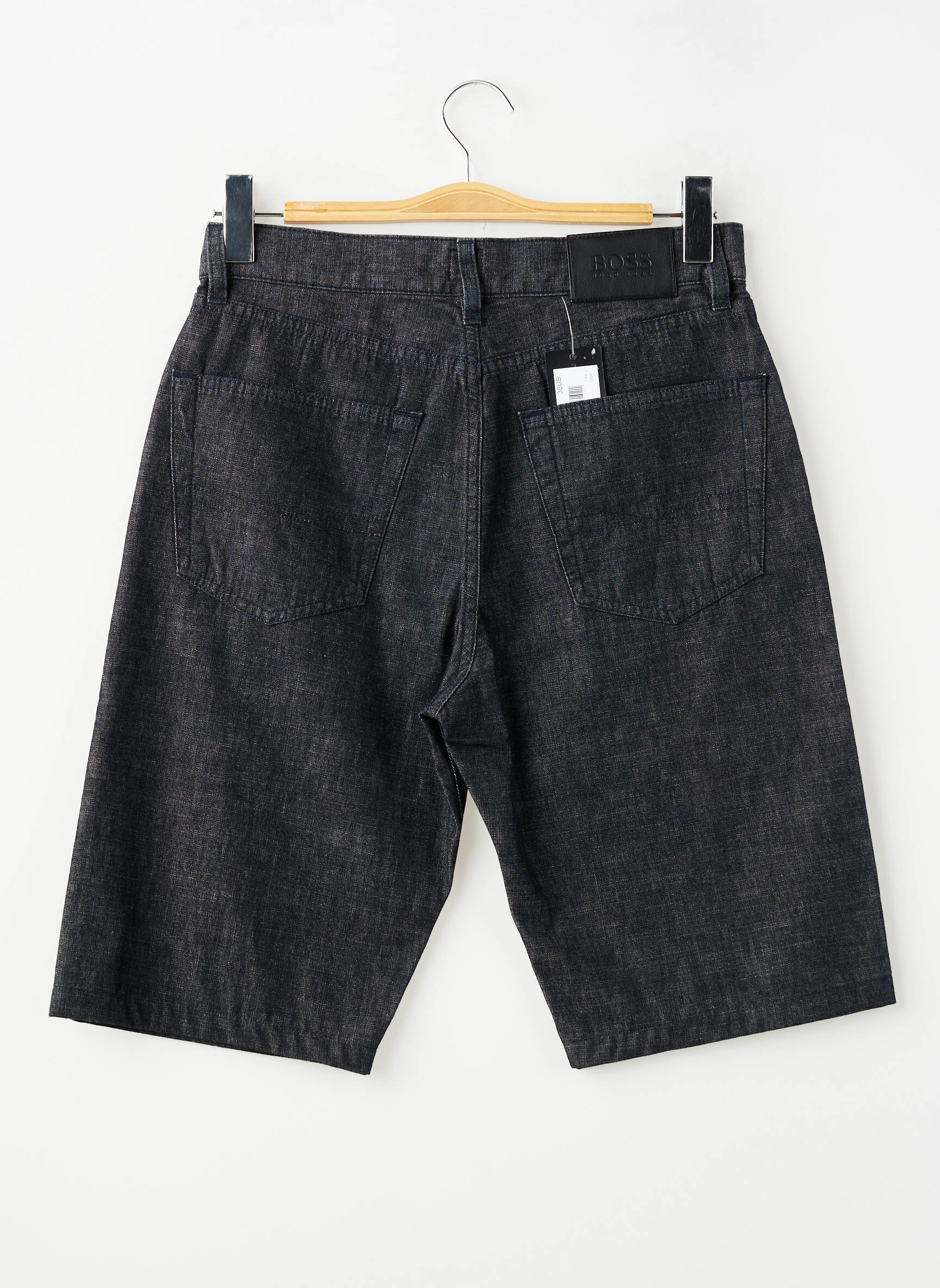Bermuda tissage denim taille haute noir HUGO BOSS homme