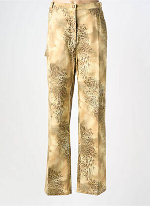 Pantalon droit tissage popeline taille haute jaune GELCO femme