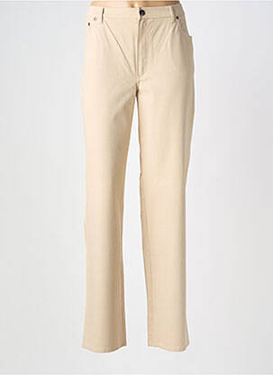 Pantalon droit tissage popeline taille haute beige ROSA ROSAM femme