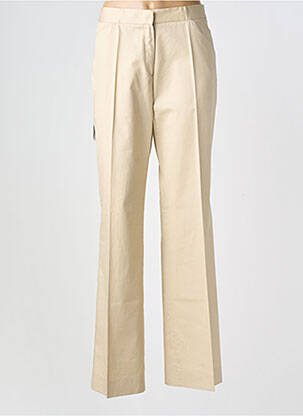 Pantalon flare fermeture zippée sous rabat avec crochet taille haute beige PATRICK GERARD femme