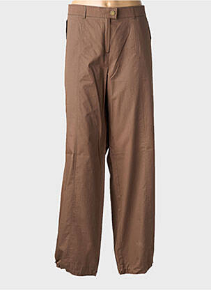 Pantalon droit tissage popeline taille normale marron FRANK WALDER femme