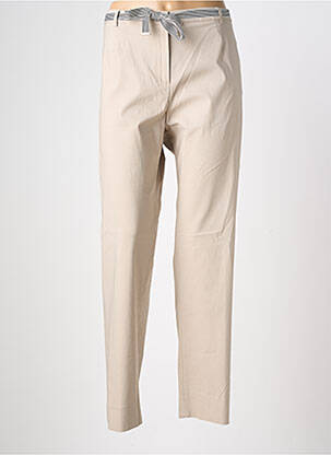 Pantalon droit tissage popeline taille normale beige CHRISTINE LAURE femme