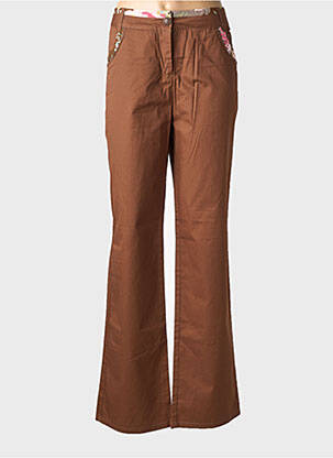 Pantalon droit tissage popeline taille normale marron PAUL BRIAL femme