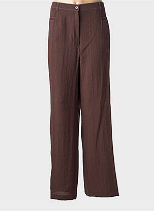 Pantalon droit tissage crêpe taille normale marron CHRISTINE LAURE femme